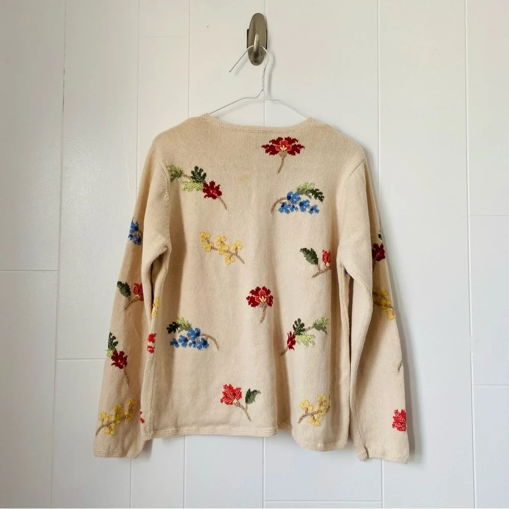 Talbots Vintage Cardigan Embroidered Size L - Picture 2 of 8